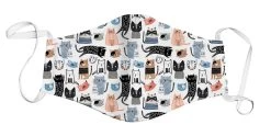 Face Mask – Cat Print/White