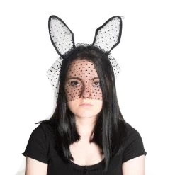 Pokerdot Lace/veil Bunny Headband