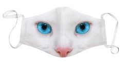 Face Mask – White Cat/Blue Eyes