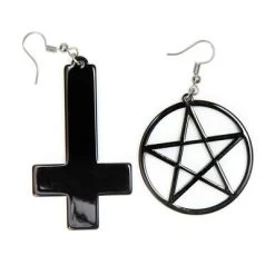 Pentagram Earrings And Invert Cross