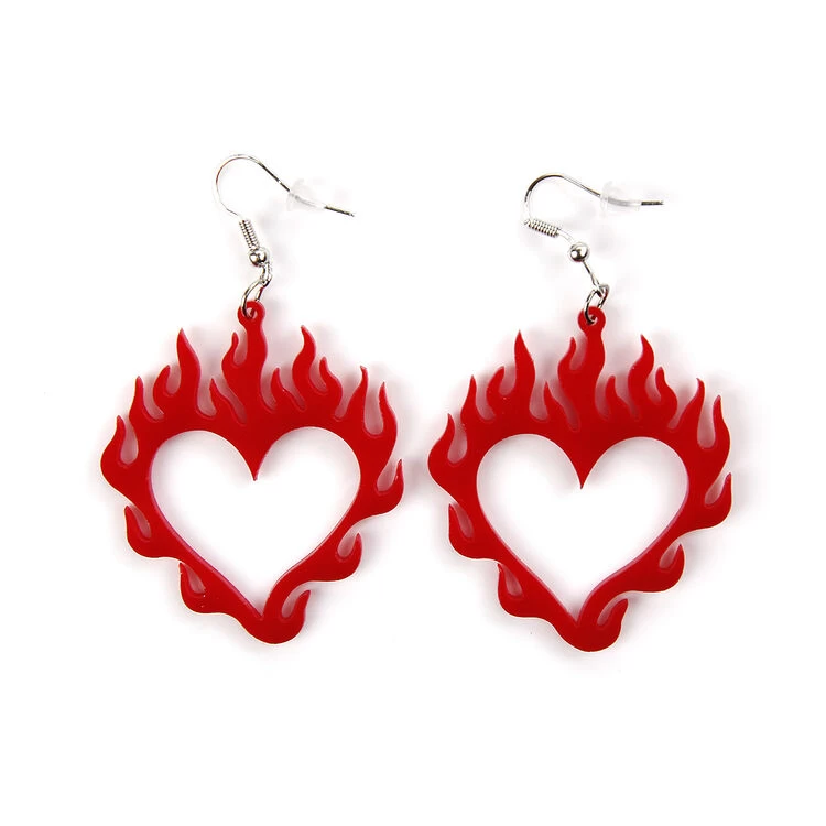 Earrings – Red Flaming Heart 3 Earrings – Red Flaming Heart