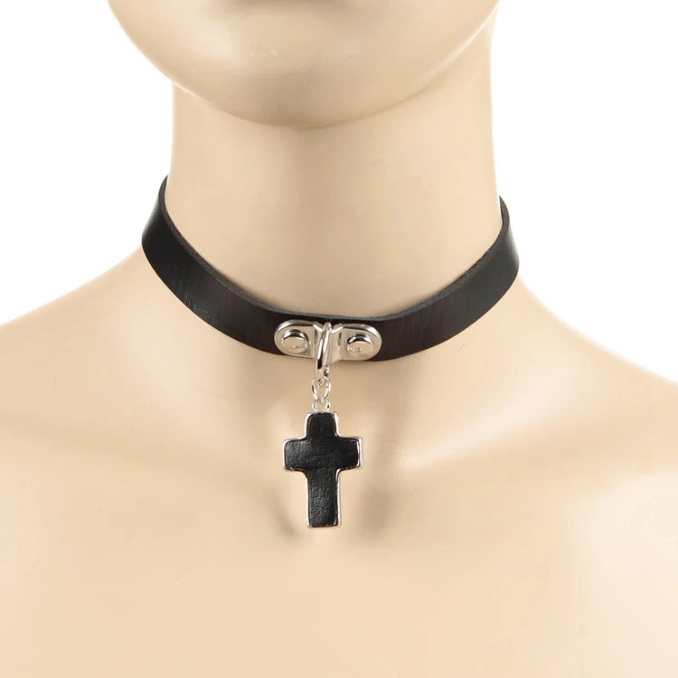 Black Cross Pendant Choker 4 Black Cross Pendant Choker - Image 2