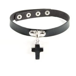 Black Cross Pendant Choker