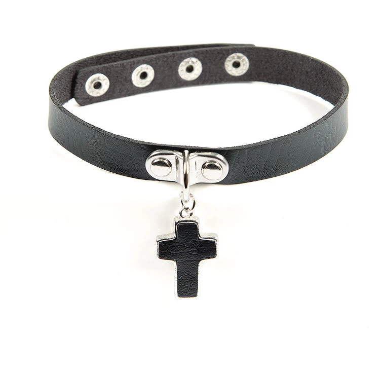 Black Cross Pendant Choker 3 Black Cross Pendant Choker