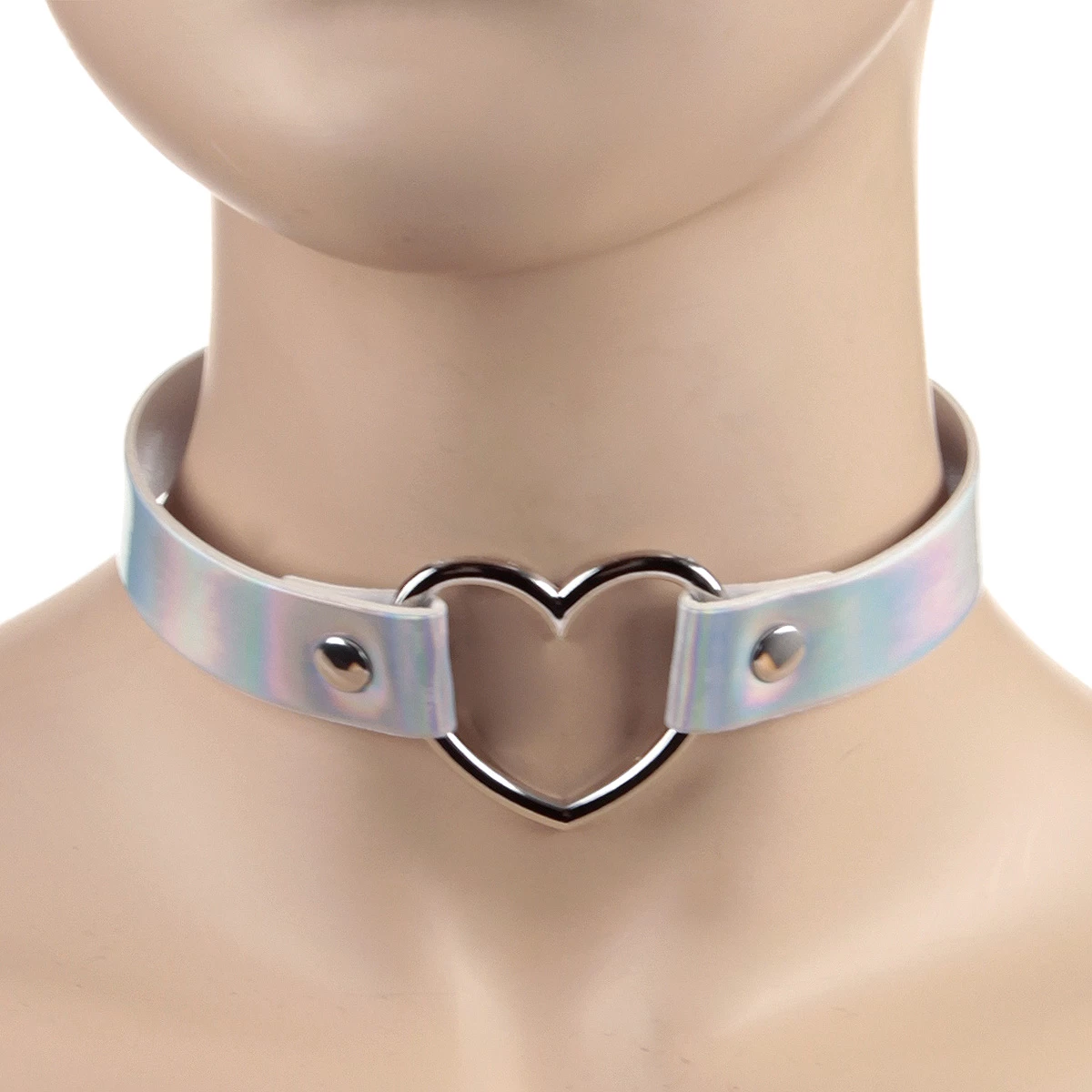 Heart Choker-Silver Holographic 4 Heart Choker-Silver Holographic - Image 2