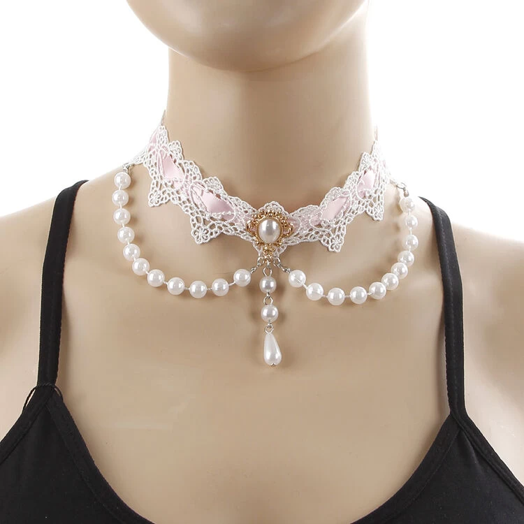 Henrietta – Lace/Pearl Choker 3 Henrietta – Lace/Pearl Choker