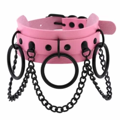 Lydia Pink Choker – Black Rings/Chains