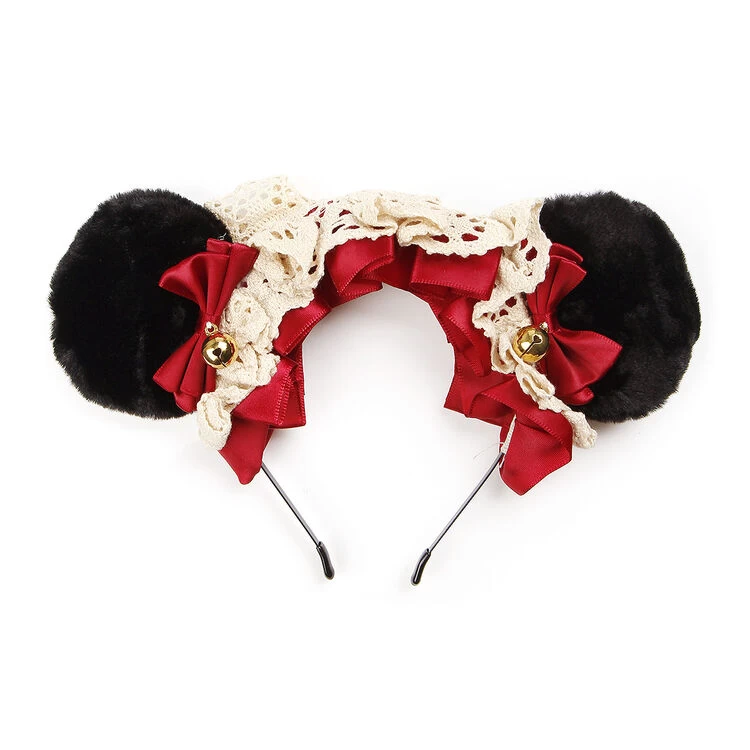 Teddy Bear Ears Headband – Black/Red 3 Teddy Bear Ears Headband – Black/Red