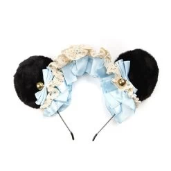 Teddy Bear Ears Headband – Black/Blue