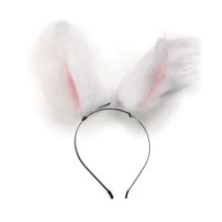 Fox Ears Headband/Hair Clips – White/Pink