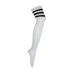 White Over The Knee Socks – 3 Black Stripes