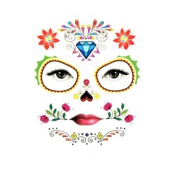 Colourful Muerte Girl Face Tattoo
