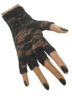 Black Fingerless Lace Gloves
