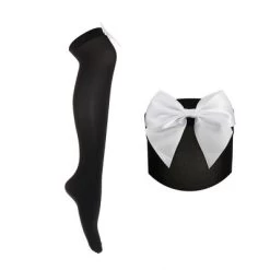 Black With White Bow – Over The Knee Stockings