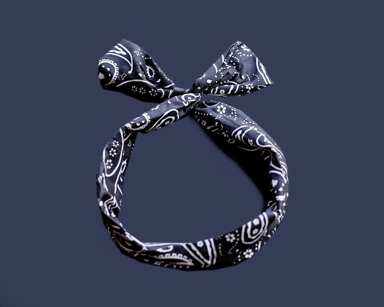 Black Bandana Bow Hair Tie 4 Black Bandana Bow Hair Tie - Image 2