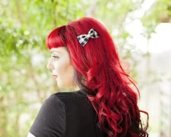 Black & White Tartan Bow Clip