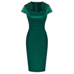 Amy Satin Pencil Dress – Green