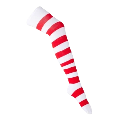 Thigh High Socks – White/Red Stripes