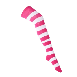 Thigh High Socks – White/Pink Stripes