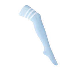 Thigh High Socks – Blue/Three White Stripes