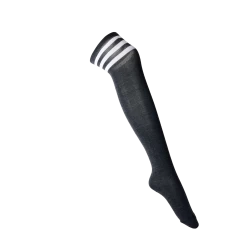 Grey Over The Knee Socks – White Stripes