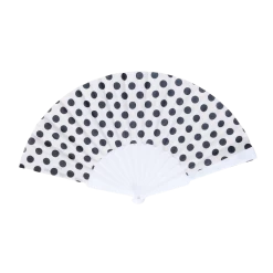 Hand Fan – White Black Polka Dot