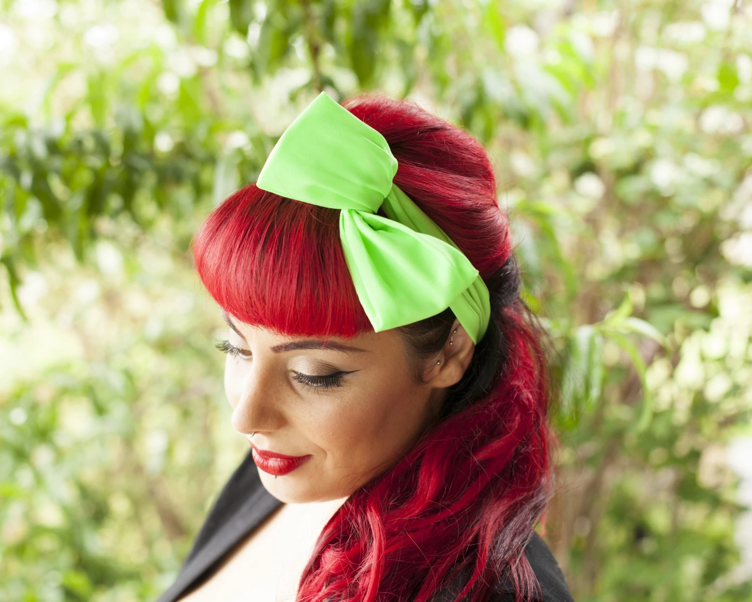 Fluroscent Green Chiffon Bow Hair Tie 3 Fluroscent Green Chiffon Bow Hair Tie