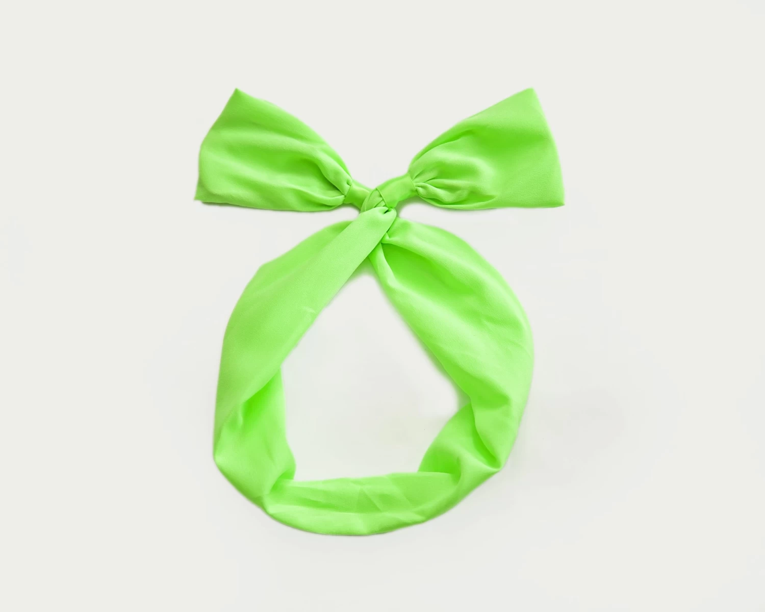 Fluroscent Green Chiffon Bow Hair Tie 4 Fluroscent Green Chiffon Bow Hair Tie - Image 2