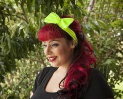 Fluorescent Yellow Chiffon Bow Hair Tie