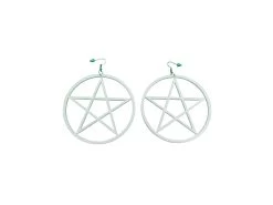 Pentagram Earrings – White