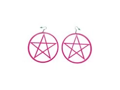 Pentagram Earrings – Fluro Pink