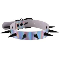 Holographic Silver Choker/Black Spike