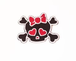 Red Bow & Cross Bones Skull Patch