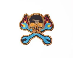 Flaming Wrenches Skull Patch