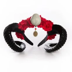 Black Ram Horns With Skull And Roses -Fusion Charm Shop IMG 9911