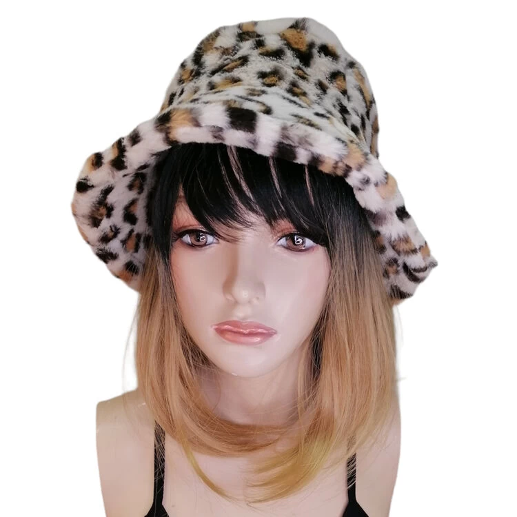 Pale Leopard Fluffy Bucket Hat 3 Pale Leopard Fluffy Bucket Hat