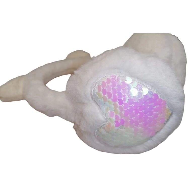 White Cat Earmuffs / Heart Sequins 4 White Cat Earmuffs / Heart Sequins - Image 2