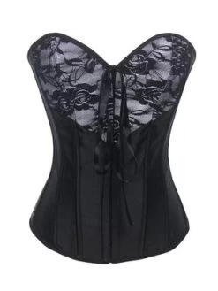Amber Black And White Lace Patterned Corset