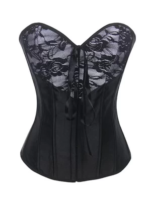 Amber Black And White Lace Patterned Corset 3 Amber Black And White Lace Patterned Corset