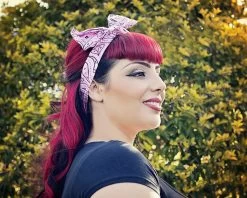 Pink Bandana Bow Hair Tie
