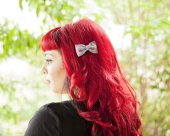 Pink & Blue Tartan Bow Clip