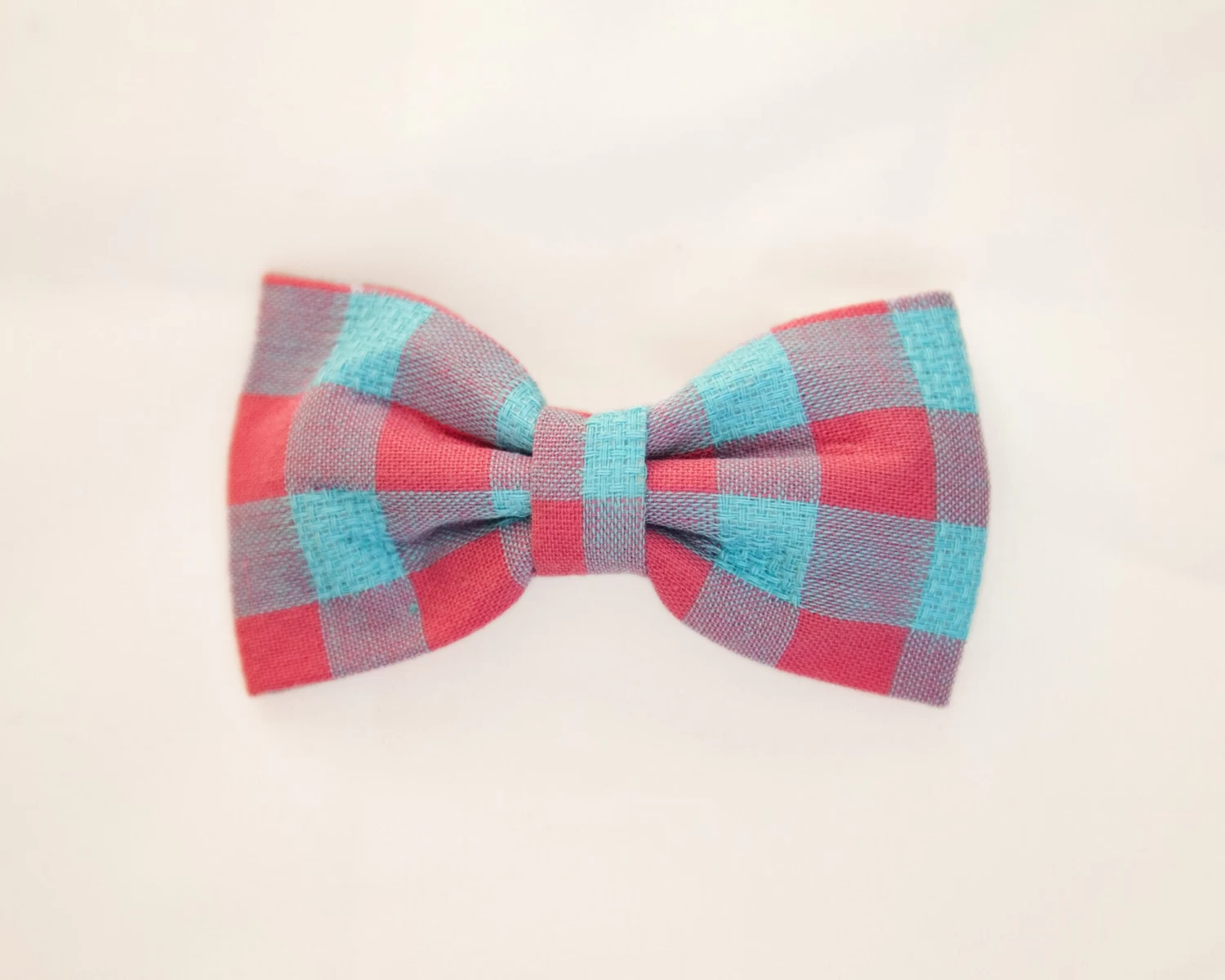 Pink & Blue Tartan Bow Clip 4 Pink & Blue Tartan Bow Clip - Image 2