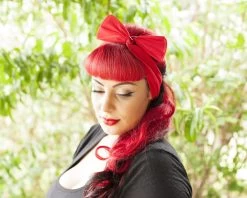 Red Chiffon Bow Hair Tie