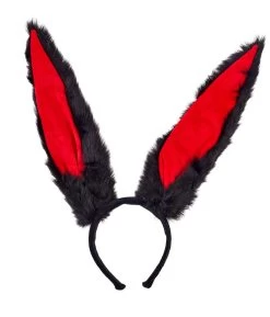 Tall Rabbit Ears Headband – Black/Red