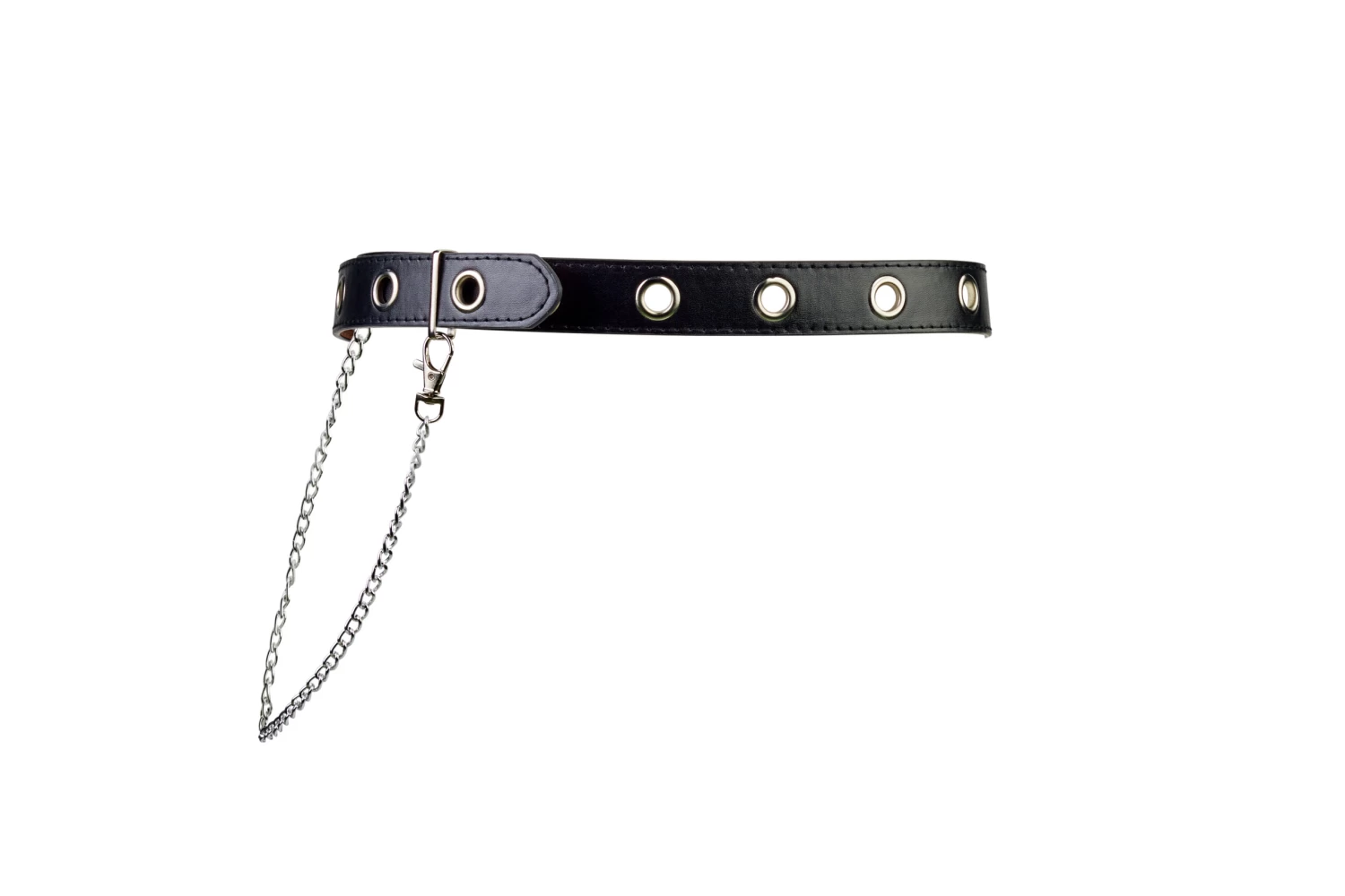 Black Rivet Hole Belt With Chain 4 Black Rivet Hole Belt With Chain - Image 2