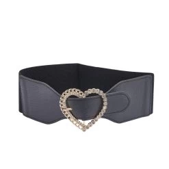 Heart Buckle Black Waist Belt
