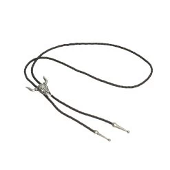 Bolo Tie With Western Longhorn Bull Skull – Silver
