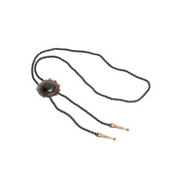 Bolo Tie With Western Black Stone Sun – Bronze