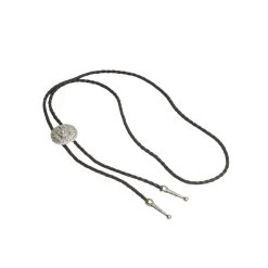 Bolo Tie With Western Carved Flowers – Silver
