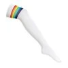 Pride Over The Knee Socks – White With Rainbow LGBTQ Stripe